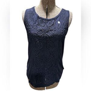 Banana Republic Navy Blue Appliqué Sleeveless Tank Top Size Small